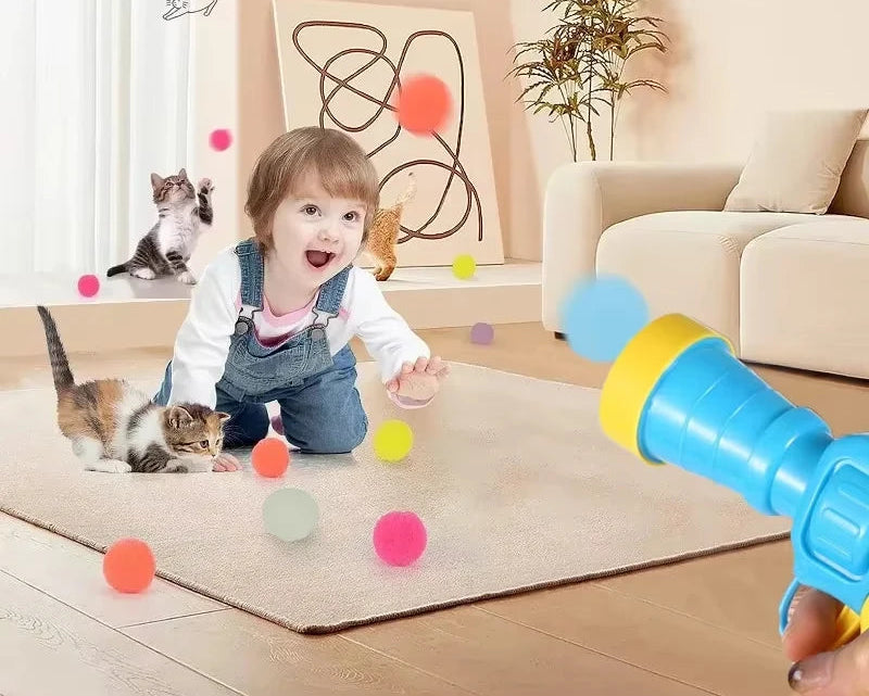 Brinquedo Interativo para Gatos Lançador de Bolinha Treinamento Criativo
