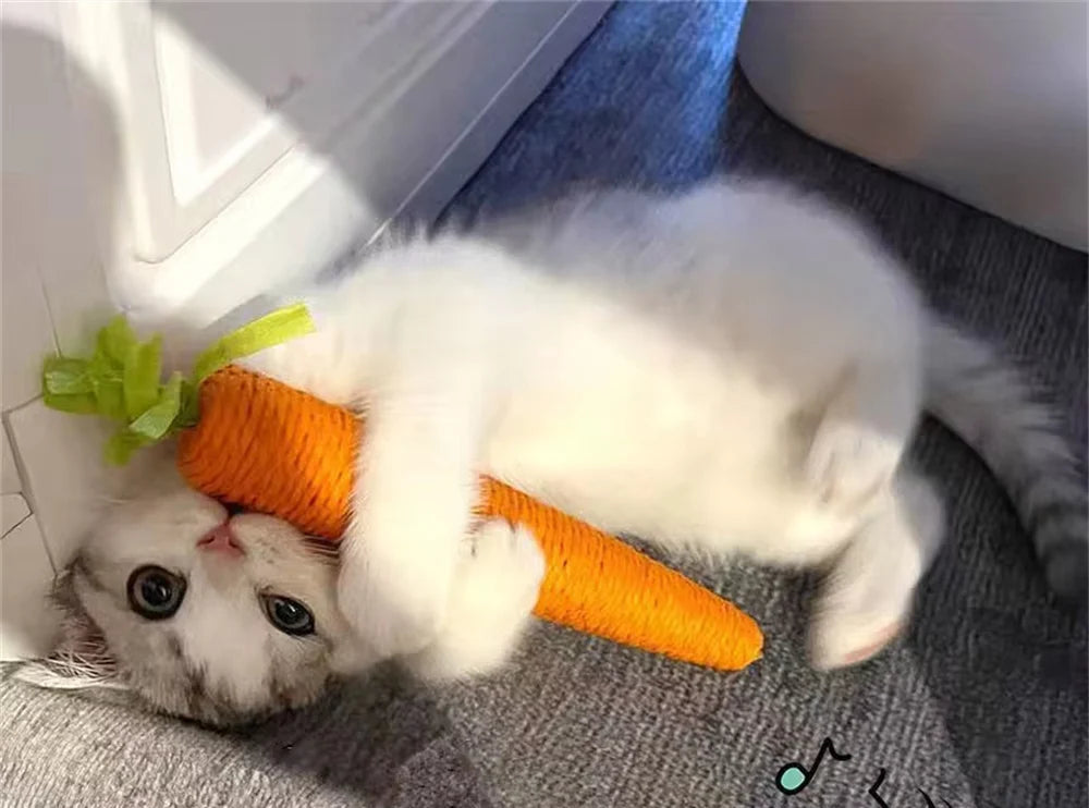 Brinquedo Interativo de Cenoura com Som – Para Gatos e Cães, Ideal para Roer e Brincar